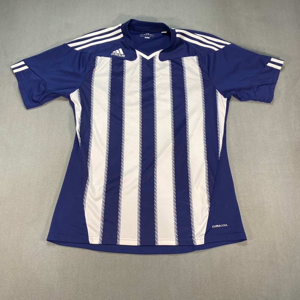 Adidas‎ Soccer Jersey Mens Large Blue White Striped ClimaCool Number 15 P46702